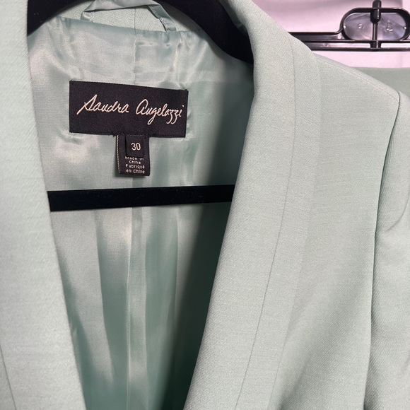 Light Green Blazer and Skirt Set - Picture 3 of 12